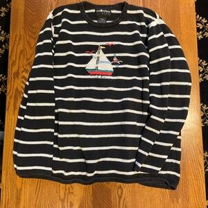 Sag Harbor Black and White Knit Top